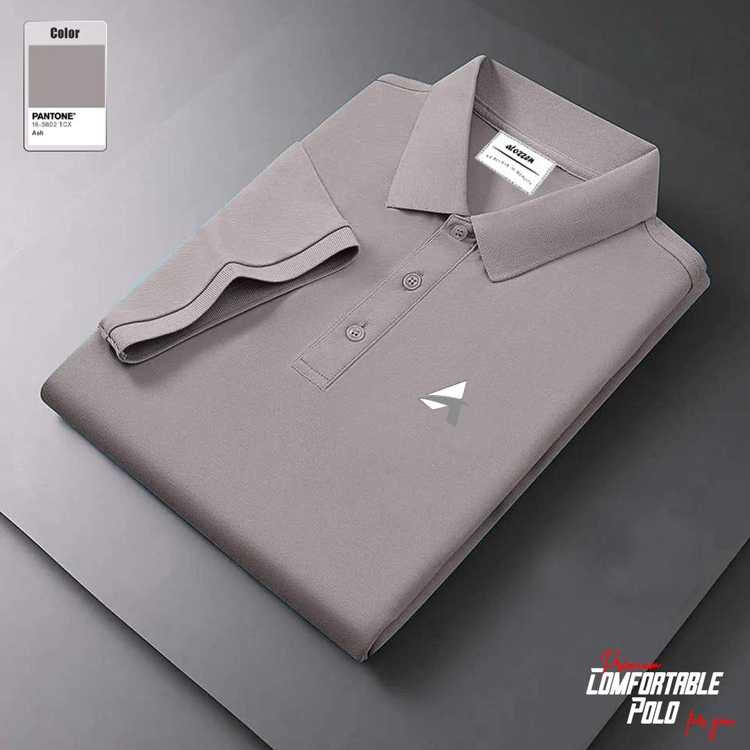 Men's Short Sleeve Premium Quality Cotton Polo T-Shirt - Ash